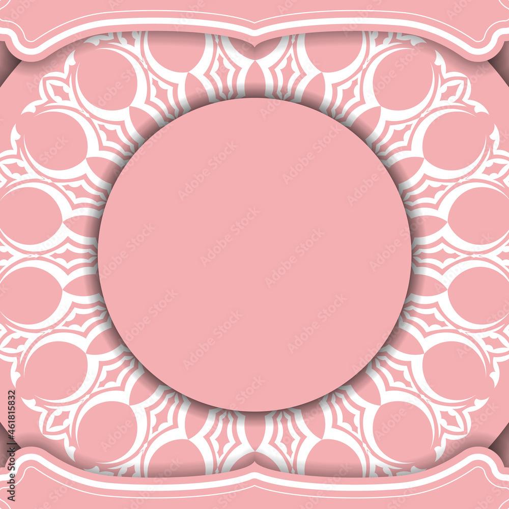 Pink banner with abstract white ornament and place for text