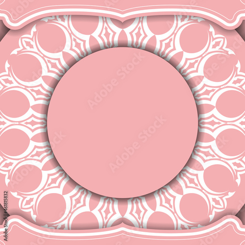 Pink banner with abstract white ornament and place for text