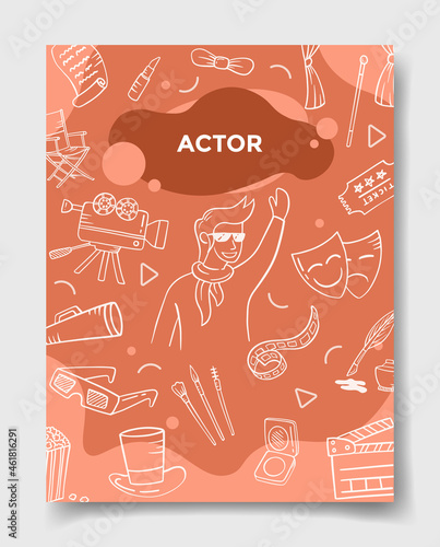 actor jobs or career profession with doodle style for template of banners, flyer, books, and magazine cover