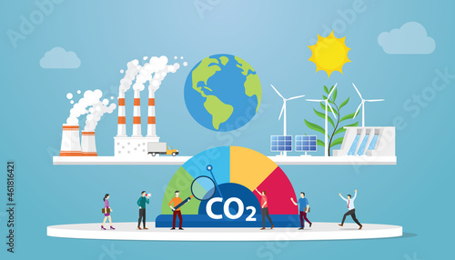 carbon neutral co2 balance concept with modern flat style
