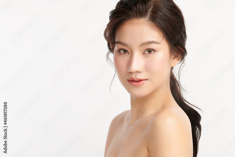 Beautiful young asian woman with clean fresh skin on white background, Face care, Facial treatment, Cosmetology, beauty and spa, Asian women portrait. Beautiful young asian woman with clean fresh skin on white background, Face care, Facial treatment, Cosmetology, beauty and spa, Asian women portrait.