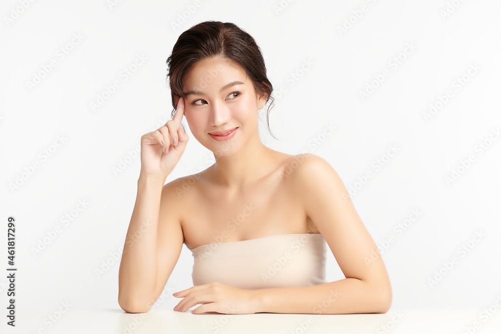 Beautiful young asian woman with clean fresh skin on white background, Face care, Facial treatment, Cosmetology, beauty and spa, Asian women portrait. Beautiful young asian woman with clean fresh skin on white background, Face care, Facial treatment, Cosmetology, beauty and spa, Asian women portrait.