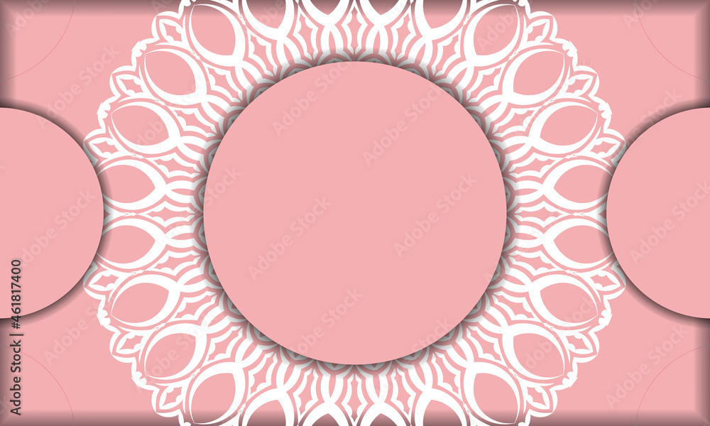Pink banner with luxurious white ornaments and a place for the logo Pink banner with luxurious white ornaments and a place for the logo