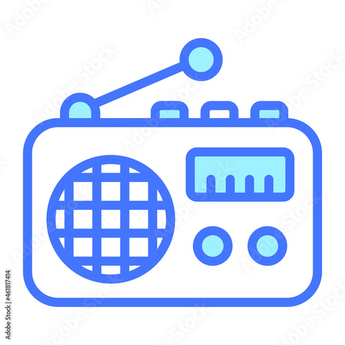 radio blue outline icon, Merry Christmas and Happy New Year icons for web and mobile design.