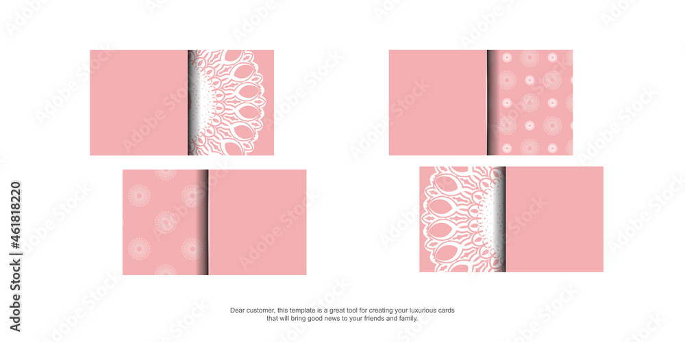 Pink business card with abstract white ornament for your contacts. Pink business card with abstract white ornament for your contacts.