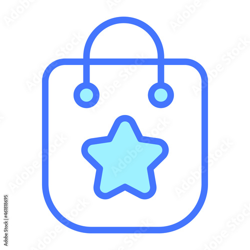 Shopping Bag blue outline icon, Merry Christmas and Happy New Year icons for web and mobile design.