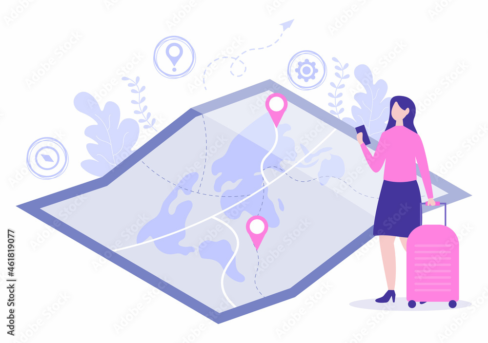 GPS Navigation Map and Compass on Location Search Application Shows the Position or Route you are Going. Background Vector Illustration GPS Navigation Map and Compass on Location Search Application Shows the Position or Route you are Going. Background Vector Illustration