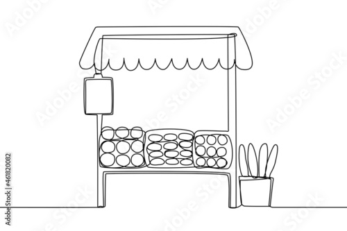 Grocery or bakery stall counter at marketplace