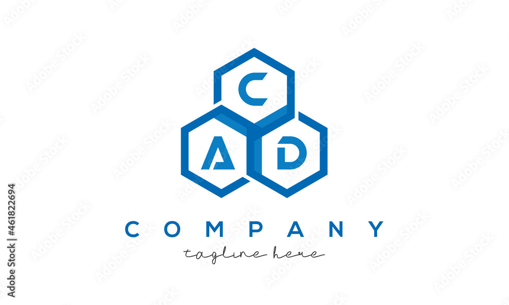 CAD three letters creative polygon hexagon logo CAD three letters creative polygon hexagon logo
