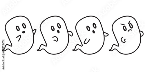 Coloring Book Cute Ghost - Amazing vector line art of a cute little ghost suitable for background, design asset, halloween, children book, children coloring book, clip art, and illustration in general