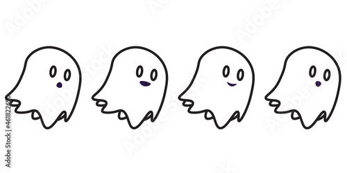 Coloring Book Cute Ghost - Amazing vector line art of a cute little ghost suitable for background, design asset, halloween, children book, children coloring book, clip art, and illustration in general