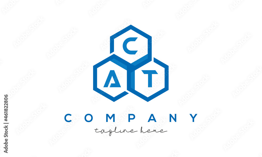 CAT three letters creative polygon hexagon logo CAT three letters creative polygon hexagon logo