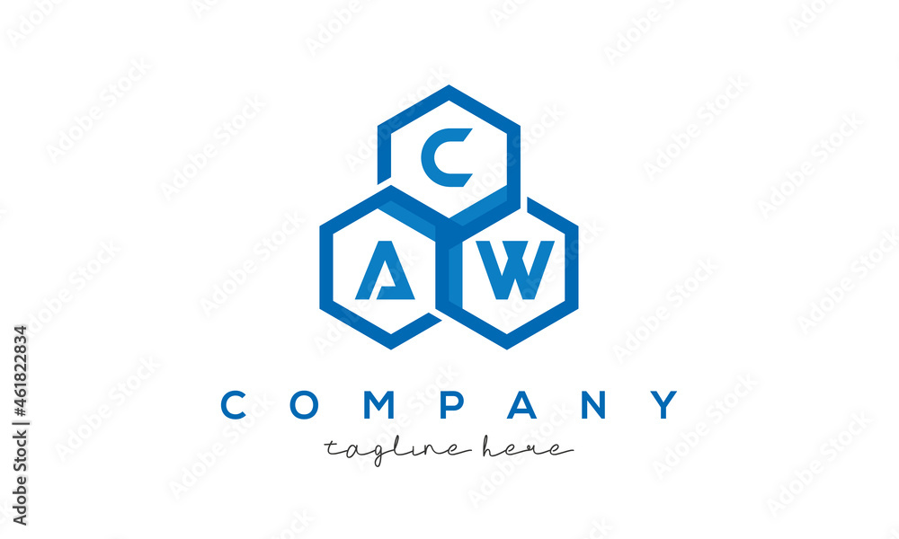 CAW three letters creative polygon hexagon logo CAW three letters creative polygon hexagon logo