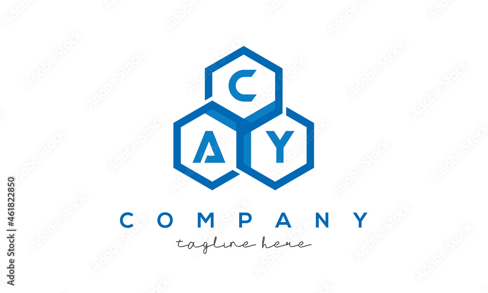 Fototapeta premium CAY three letters creative polygon hexagon logo