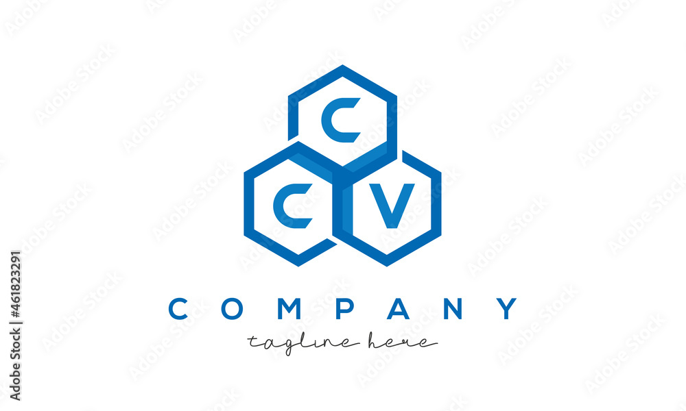 Fototapeta premium CCV three letters creative polygon hexagon logo