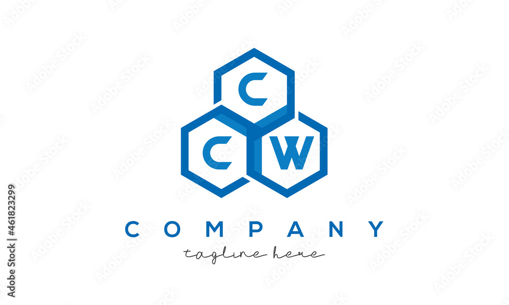 CCW three letters creative polygon hexagon logo CCW three letters creative polygon hexagon logo