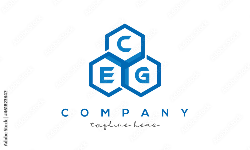 CEG three letters creative polygon hexagon logo - obrazy, fototapety, plakaty 