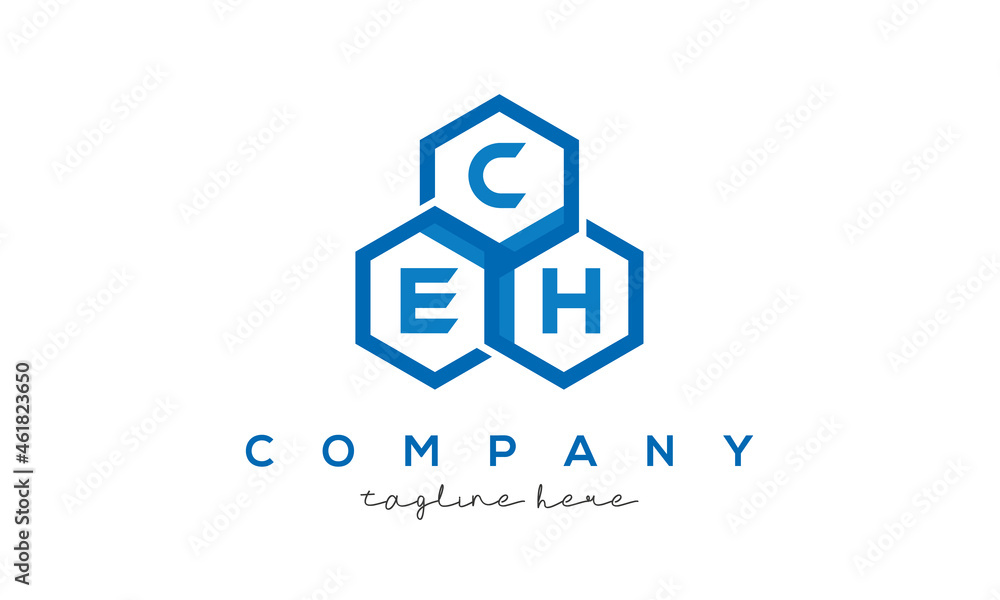CEH three letters creative polygon hexagon logo