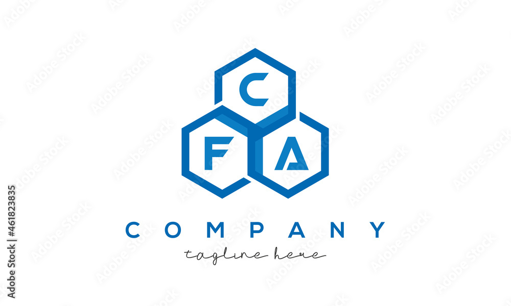 CFA three letters creative polygon hexagon logo CFA three letters creative polygon hexagon logo