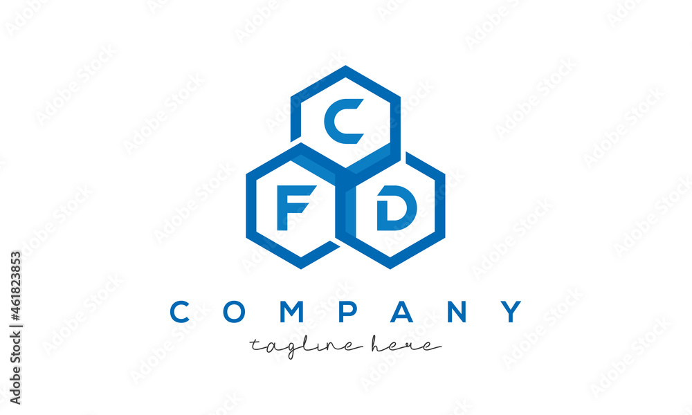 CFD three letters creative polygon hexagon logo CFD three letters creative polygon hexagon logo