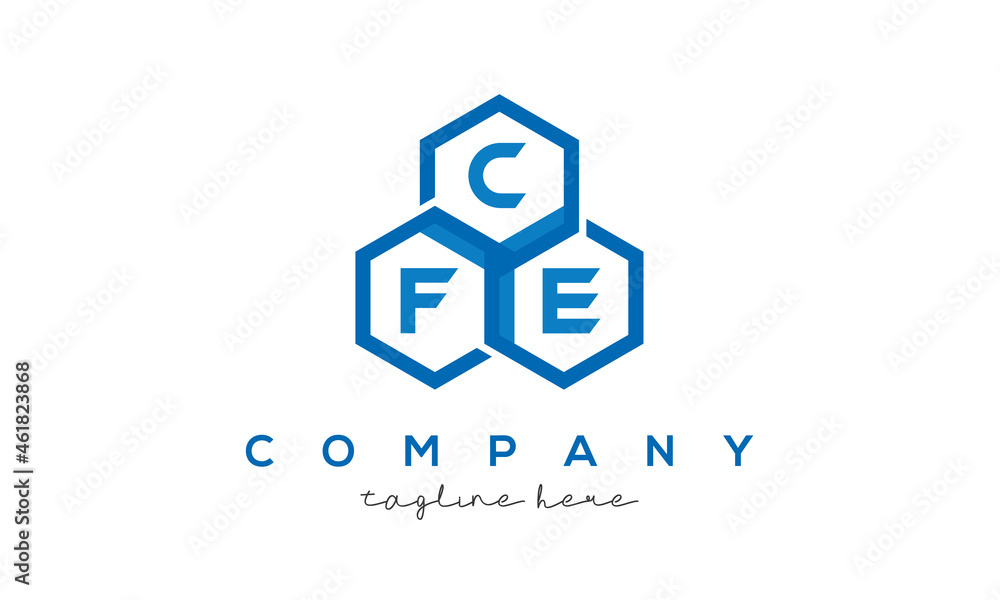 CFE three letters creative polygon hexagon logo CFE three letters creative polygon hexagon logo