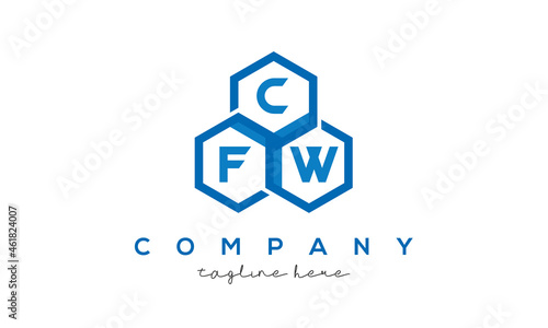 CFW three letters creative polygon hexagon logo