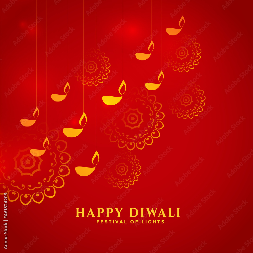 happy diwali red elegant decorative card design happy diwali red elegant decorative card design