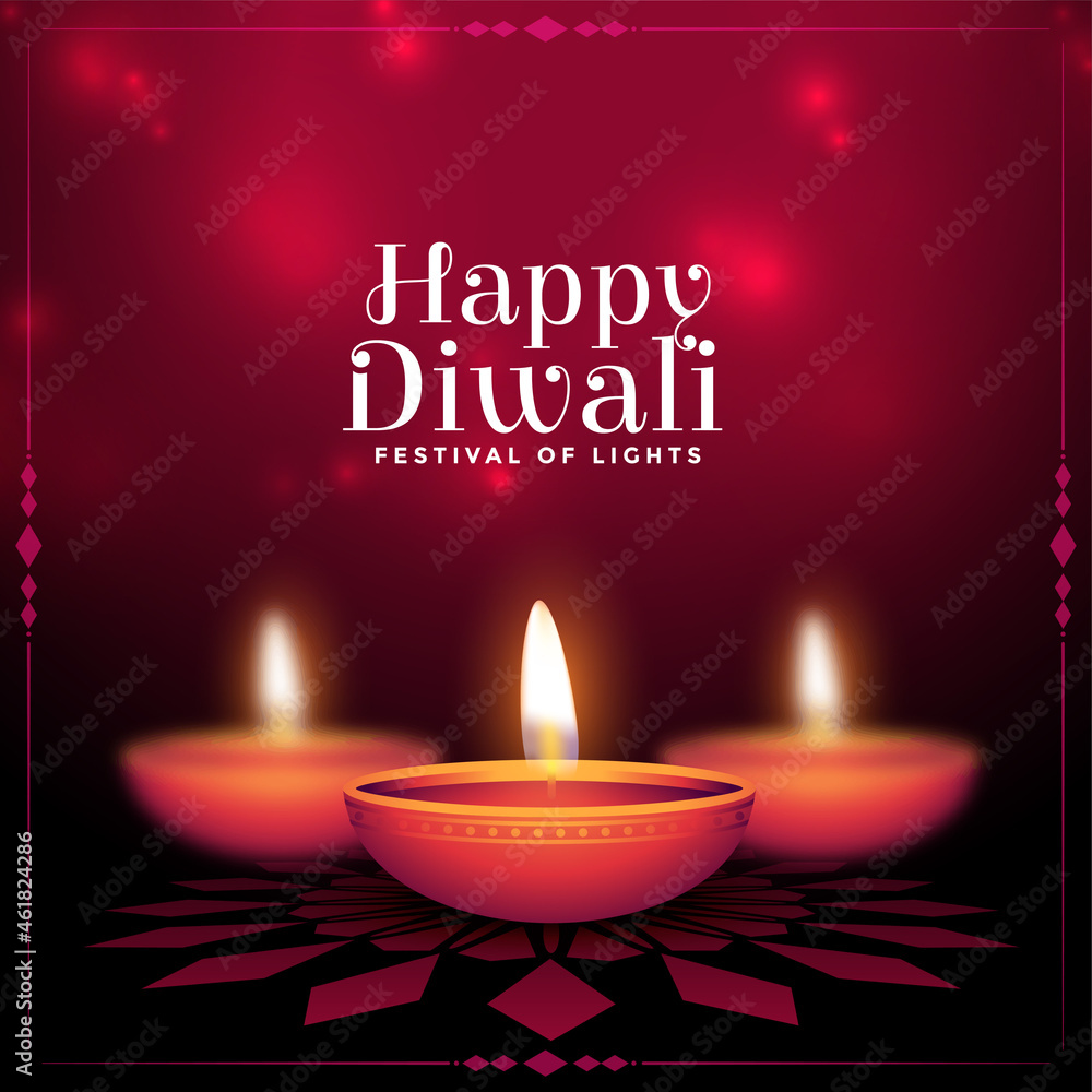 traditional happy diwali festival card red background Stock Vector | Adobe  Stock