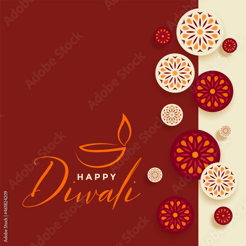 decorative indian style happy diwali festival card design
