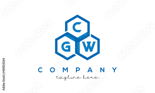 CGW three letters creative polygon hexagon logo