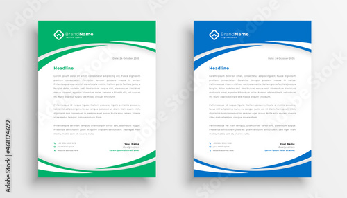 stylish business company letterhead in green and blue color
