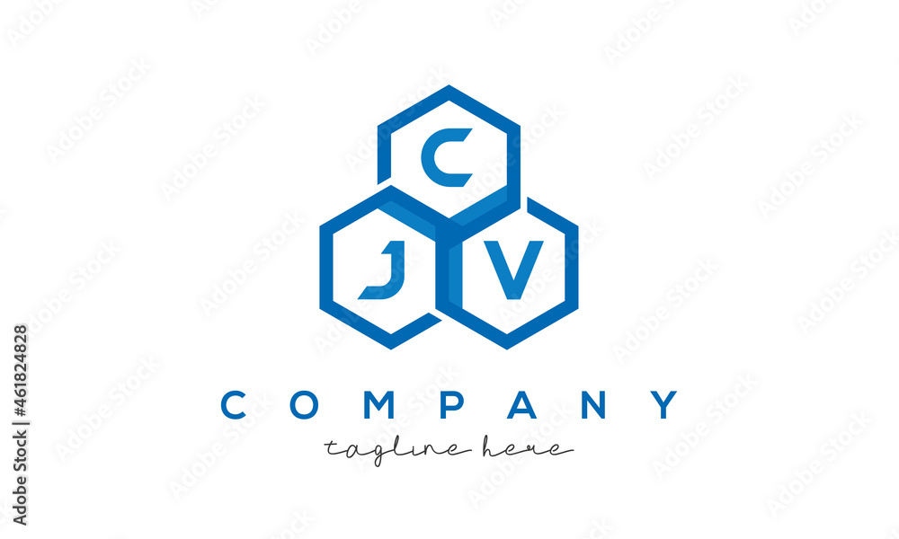 Fototapeta premium CJV three letters creative polygon hexagon logo
