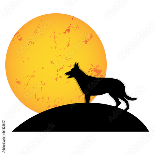 wolf dog moon Halloween design