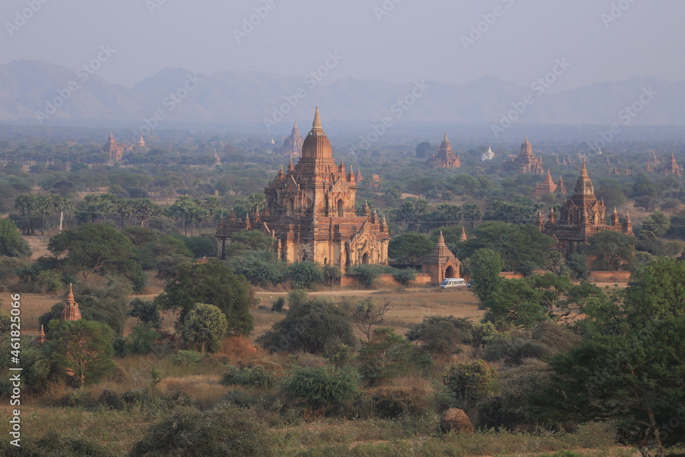 Bagan ancient archeology Ananda temple sunset, Myanmar temples in the Bagan Archaeological Zone Pagodas and temples of Bagan world heritage site, Mandalay, Myanmar.
