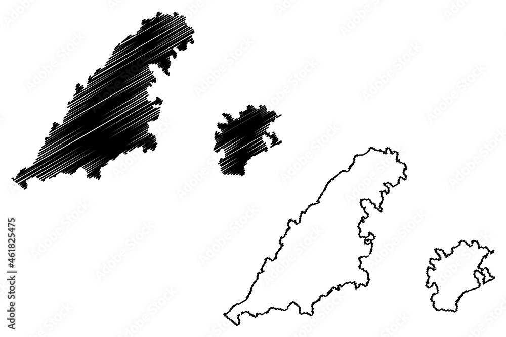 Kapurthala district (Punjab State, Republic of India) map vector illustration, scribble sketch Kapurthala map