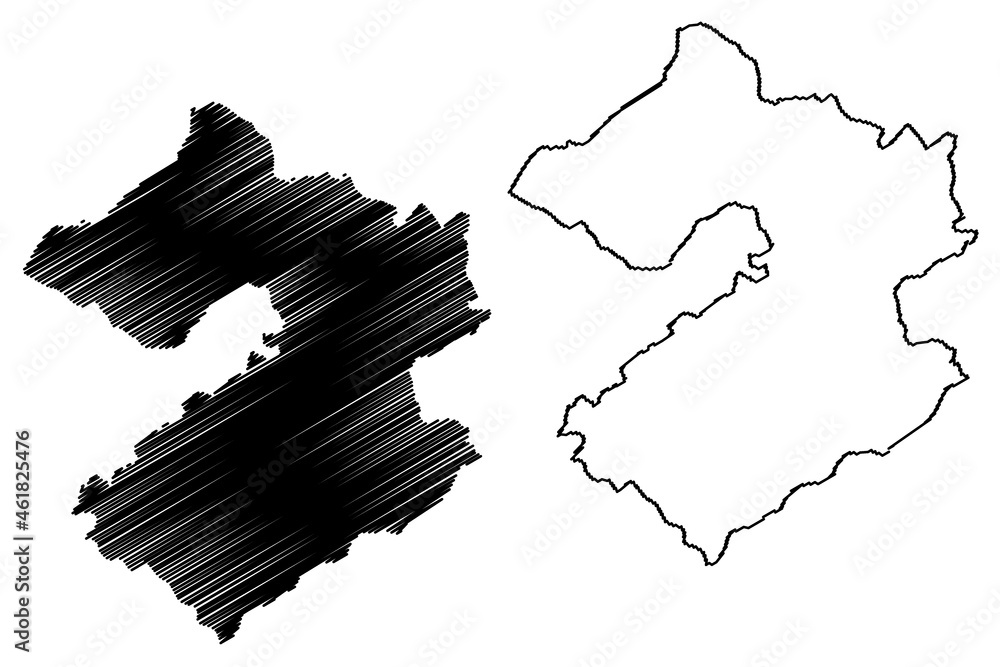 Karauli district (Rajasthan State, Republic of India) map vector illustration, scribble sketch Karauli map