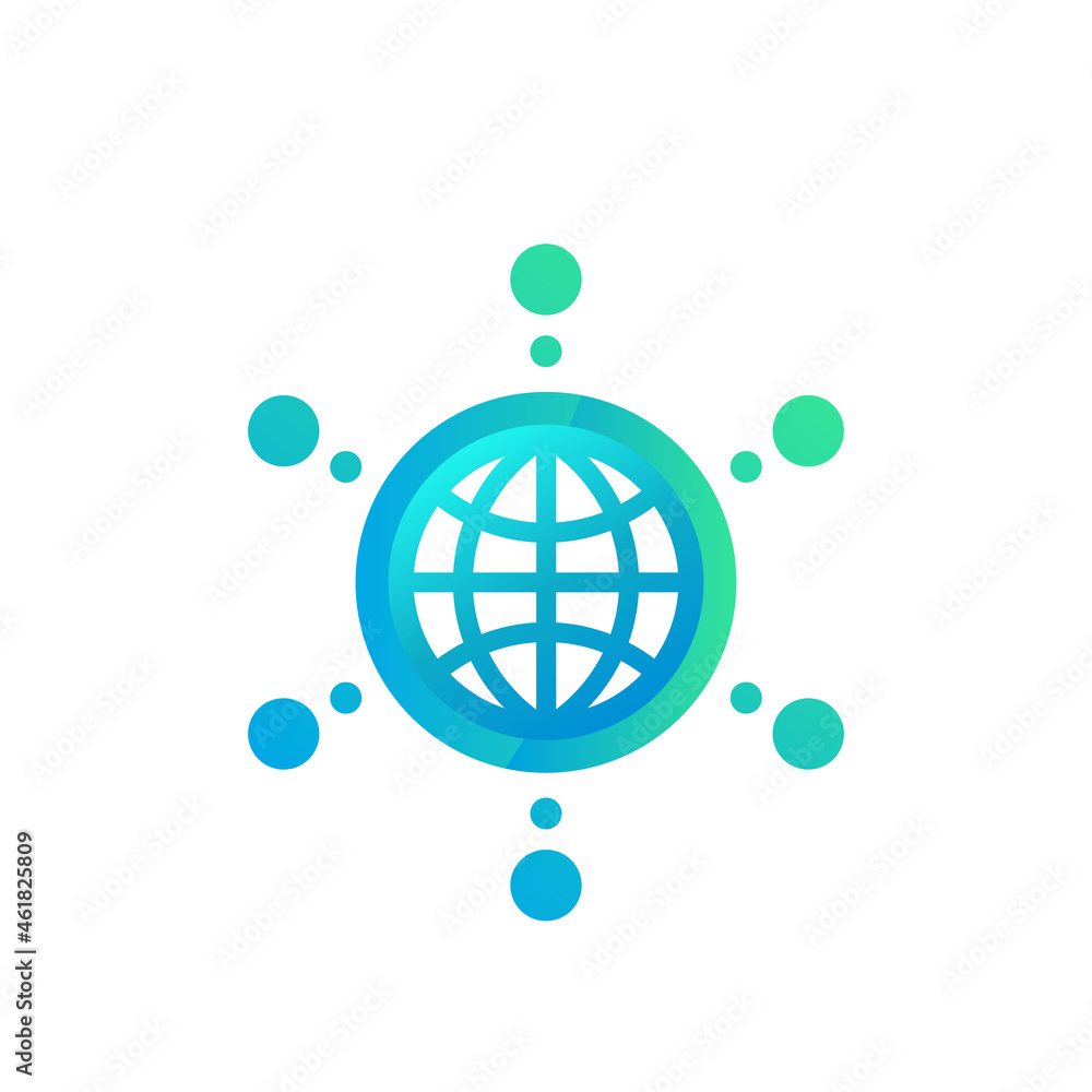 network vector logo with globe and connections network vector logo with globe and connections