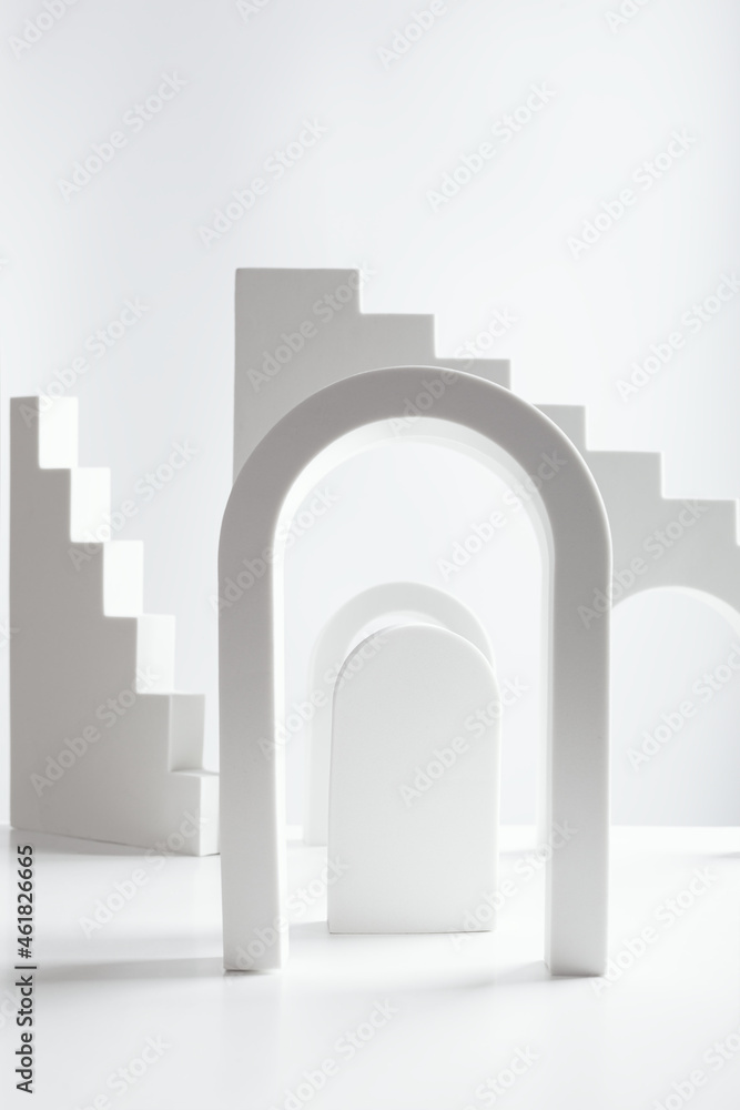 Fototapeta premium Empty geometrical stage for placing products with copy space
