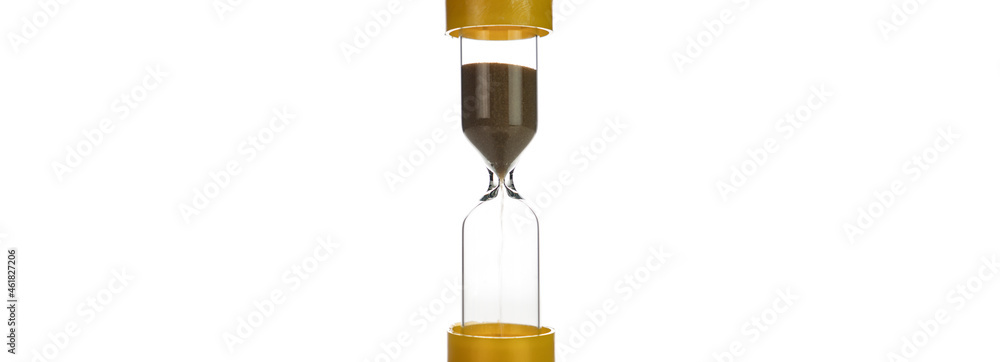 Sandglass isolated on white background. Hourglass with falling grain Sandglass isolated on white background. Hourglass with falling grain