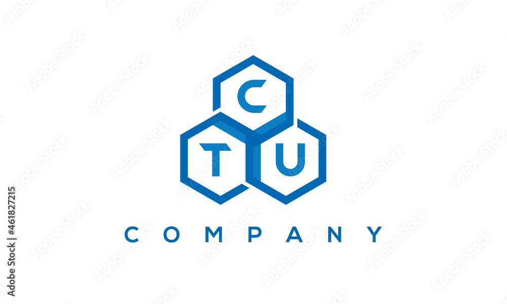 CTU three letters creative polygon hexagon logo
