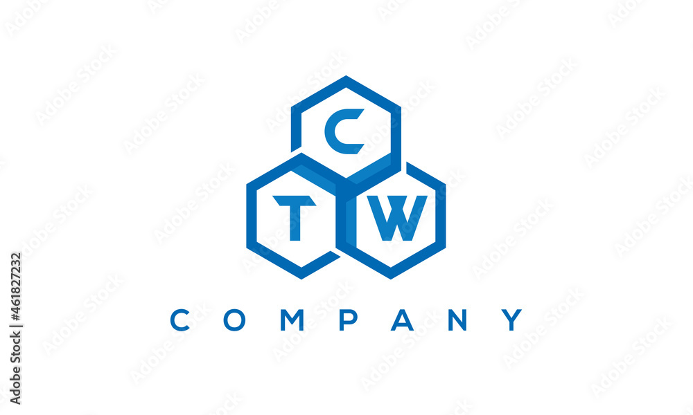 CTW three letters creative polygon hexagon logo CTW three letters creative polygon hexagon logo