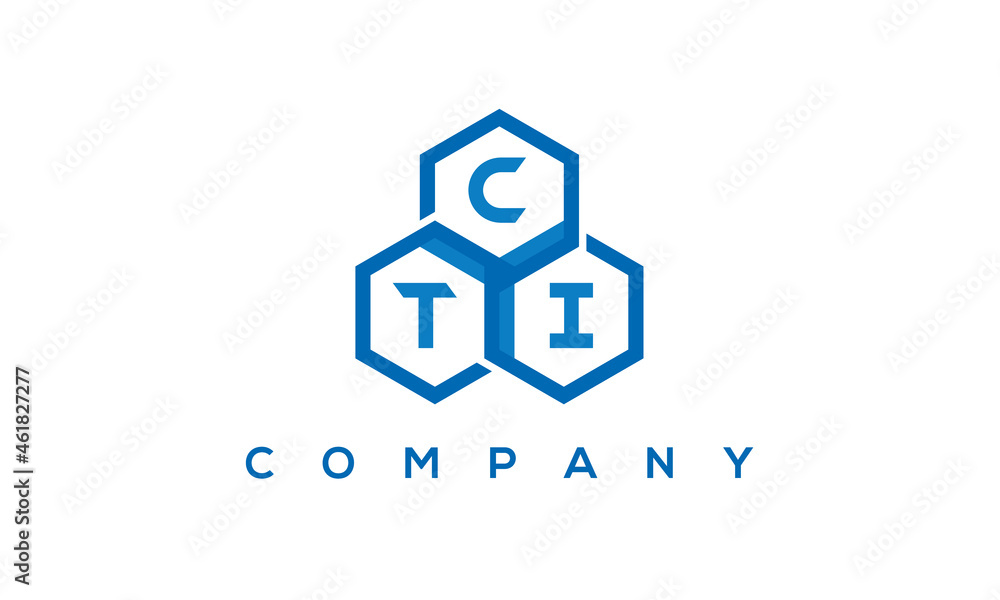 CTI three letters creative polygon hexagon logo