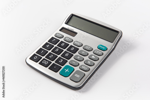 a silver calculator isolated on white backgrouond