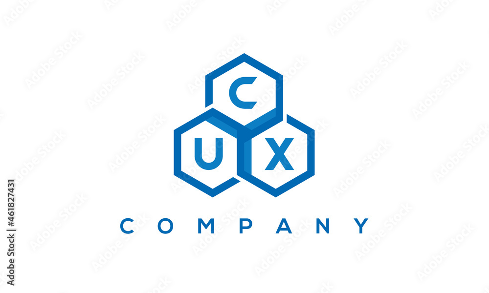 CUX three letters creative polygon hexagon logo CUX three letters creative polygon hexagon logo