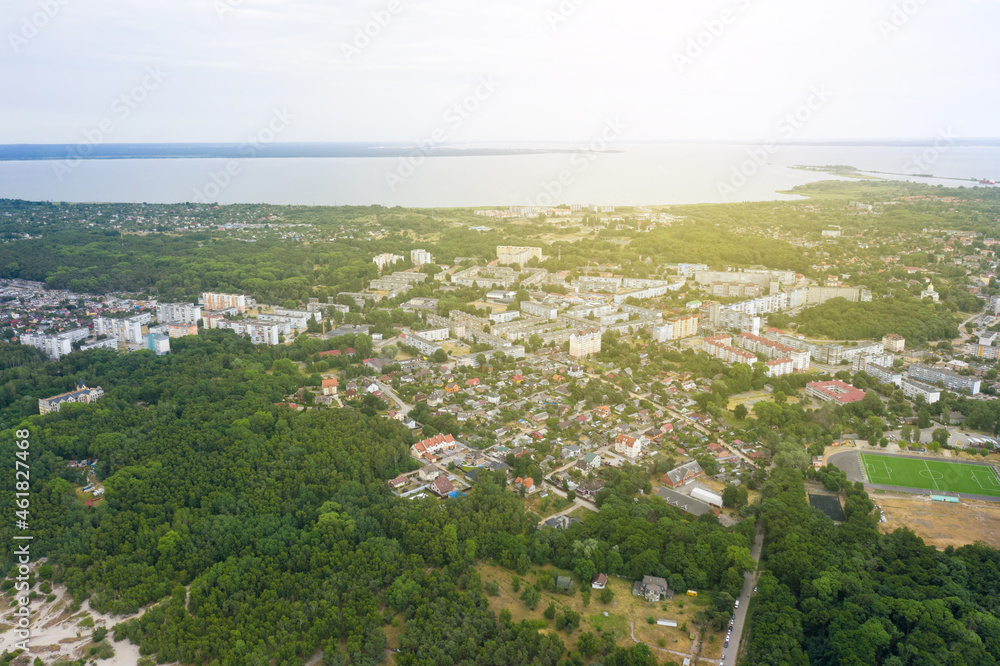 Baltiysk is a seaport town near baltic sea. Aerial view