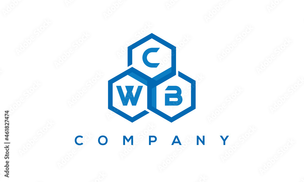 CWB three letters creative polygon hexagon logo CWB three letters creative polygon hexagon logo