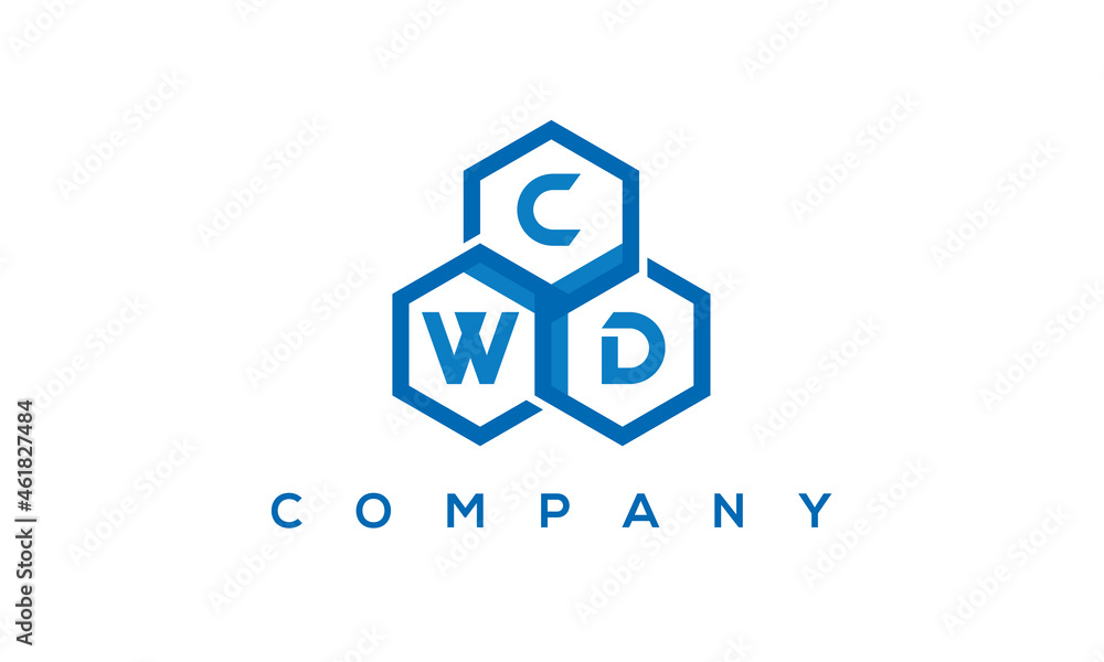 CWD three letters creative polygon hexagon logo CWD three letters creative polygon hexagon logo
