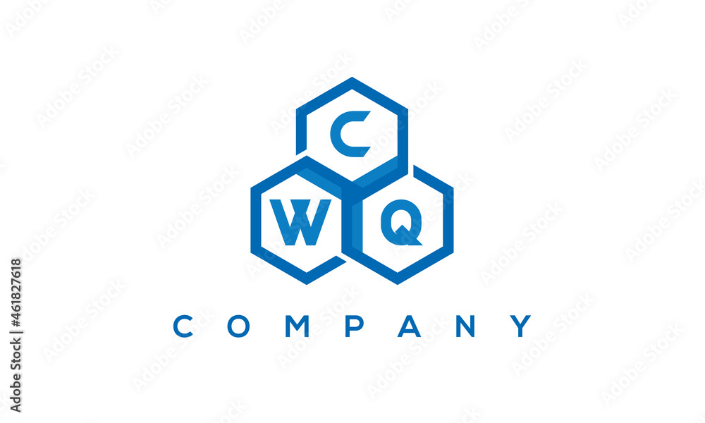 CWQ three letters creative polygon hexagon logo CWQ three letters creative polygon hexagon logo