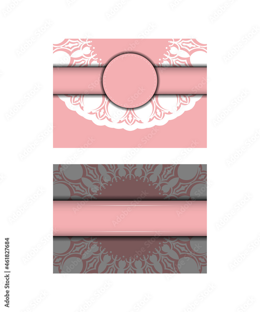 Greeting Leaflet in pink with a luxurious white pattern for your design.