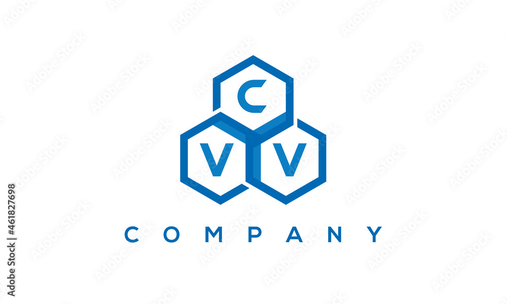 CVV three letters creative polygon hexagon logo CVV three letters creative polygon hexagon logo